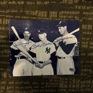 Mickey Mantle Dimaggio Williams signed photo